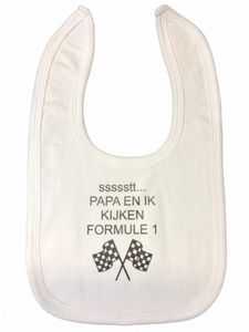 Soft Touch slabber Formule 1 jongens 33 cm katoen wit/grijs