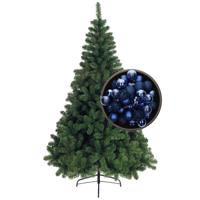 Bellatio Decorations kunst kerstboom 240 cm met kerstballen kobalt blauw - Kunstkerstboom - thumbnail