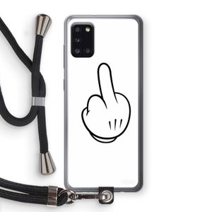 Middle finger white: Samsung Galaxy A31 Transparant Hoesje met koord