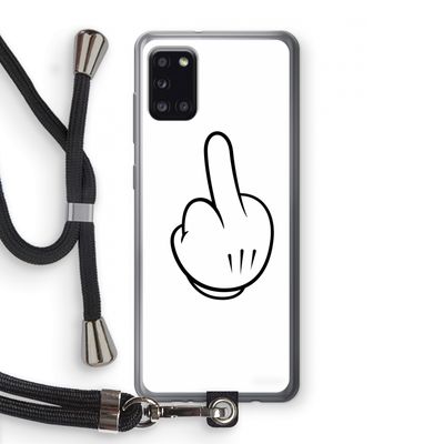 Middle finger white: Samsung Galaxy A31 Transparant Hoesje met koord