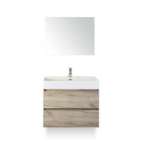 Maxx XL Badmeubelset 80 cm - Craft Oak - Wastafel Kube 1 kraangat - met Spiegel