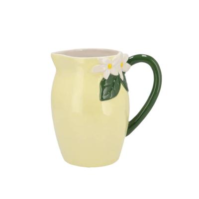 Schenkkan water/wijn karaf Fay - geel - keramiek - 13 x 19 cm - 3 liter - limonadekan