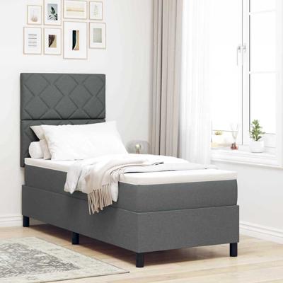 Boxspringbed met Matras Donkergrijs 80x200 cm Stof