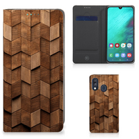 Book Wallet Case voor Samsung Galaxy A40 Wooden Cubes - thumbnail