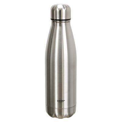 Travel drinkfles voor warme en koude dranken - zilver - roestvrij staal - met schroefdop - 500 ml