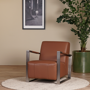 leren industriële stalen fauteuil Touch - ( leer)