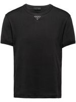 Prada t-shirt en coton à logo triangulaire - Noir