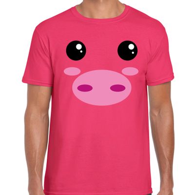Varken gezicht fun verkleed t-shirt roze voor heren
