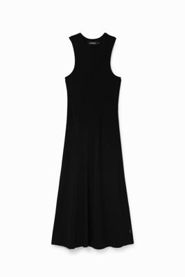 Midi-jurk geribde patch - BLACK - S