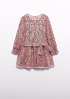 Abel & Lula winter jurk meisjes - roze - pailletten