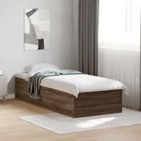 Bedframe zonder matras bewerkt hout bruin eikenkleur 75x190 cm - thumbnail
