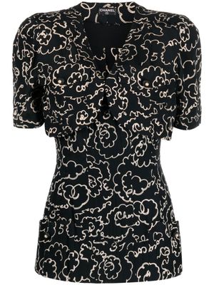 CHANEL Pre-Owned blouse imprimée à manches courtes (1993) - Noir