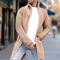 Voor heren Vest Trui Trui Jas Geribd breien Tuniek Gebreid Effen Opstaand Opwarm Kleding Modern eigentijds Alledaagse kleding Uitgaan Kleding Winter khaki M L XL Lightinthebox