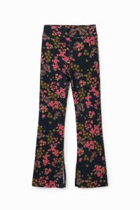 Flared legging met bloemen - BLACK - M