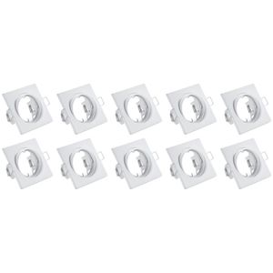 Spot Armatuur 10 Pack - Trion - GU10 Inbouwspot - Vierkant - Wit - Aluminium - Kantelbaar 80mm