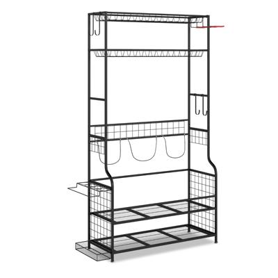 Mobiele Sportartikelenorganizer met Wieltjes 4 Haken en Extra Displayrek voor Rackets Zware Metalen Golfaccessoiresstandaard voor Schuur Kelder