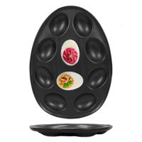 Bellatio Design Eierschaal/serveerschaal voor gevulde eieren - zwart - keramiek - 26 x 19 cm