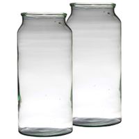 Set van 2x stuks bloemenvazen van gerecycled glas 39 x 19 cm