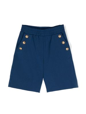 Balmain Kids short en laine à boutons embossés - Bleu