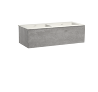 Storke Edge zwevend badmeubel 120 x 52 cm beton donkergrijs met Mata dubbele wastafel in mat witte solid surface - thumbnail