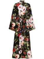 Dolce & Gabbana Rose-print silk shirtdress - Noir