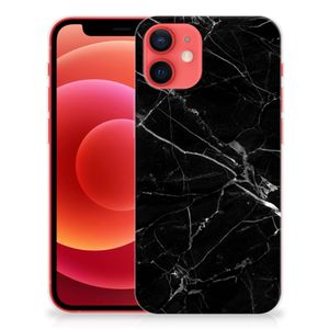 iPhone 12 Mini TPU Siliconen Hoesje Marmer Zwart - Origineel Cadeau Vader