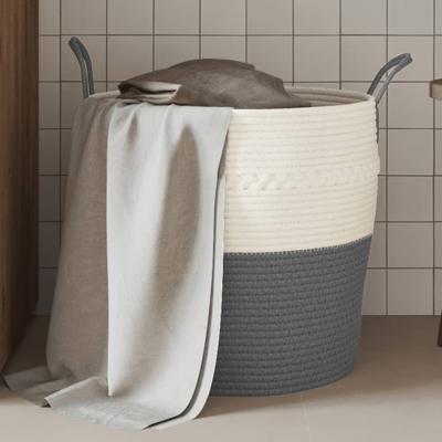 VidaXL Opbergmand ø 43x38 cm katoen grijs en wit