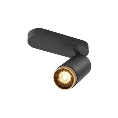 SLV OpbouwspotGrip! L zwart met gouden ring - 1009093
