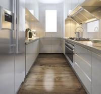 Stijlvolle houtstructuur keuken vinyl vloerkleed