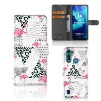 Motorola G8 Power Lite | Telefoonhoesje | Met pasjeshouder | Flamingo Triangle