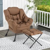 Fauteuil met Kruk Relaxstoel met Armleuningen & Voetensteun Loungestoel Televisiestoel Oorstoel voor Woonkamer/Slaapkamer
