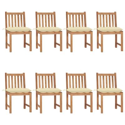 Tuinstoelen 8 st met kussens massief teakhout