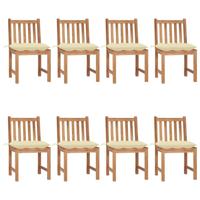 Tuinstoelen 8 st met kussens massief teakhout