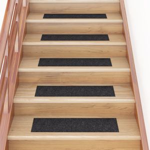 VidaXL 15 st trapmatten zelfklevend rechthoekig 76x20 cm zwart