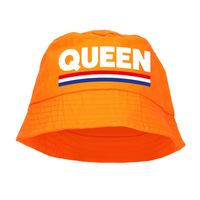 Queen vissershoedje / bucket hat oranje voor EK/ WK/ Holland fans - Verkleedhoofddeksels - thumbnail