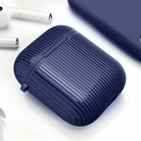 AirPods 1/2 hoesje Stripe series - Hard case - Blauw - Met bevestigingsclip - thumbnail