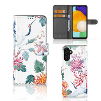 Samsung Galaxy A04s | Samsung Galaxy A13 5G Telefoonhoesje met Pasjes Bird Flowers