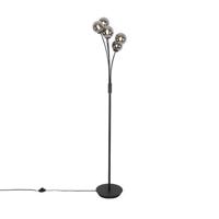 QAZQA Moderne vloerlamp zwart 5-lichts met smoke glas - Athens - thumbnail