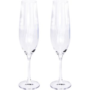 2x Champagneglazen/flutes 26 cl/260 ml van kristalglas