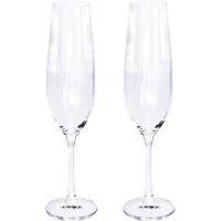 2x Champagneglazen/flutes 26 cl/260 ml van kristalglas - thumbnail