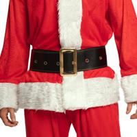 Kerstman Riem - zwart - 150 cm - goudkleurige gesp - volwassenen - kerst - kerst kostuum
