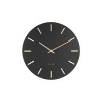 Karlsson Wandklok Charm - Staal Zwart Gouden wijzers - Small - Ø30cm