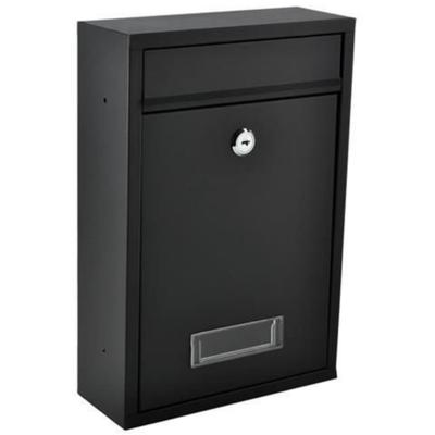 Malatec Brievenbus - zwart - staal - 32 x 21 cm - met slot/sleutel - post - kranten brievenbus