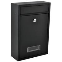 Malatec Brievenbus - zwart - staal - 32 x 21 cm - met slot/sleutel - post - kranten brievenbus