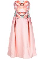 Mary Katrantzou robe mi-longue Meadow à broderies - Rose