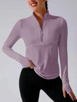 Black Half-Zip Running Sweatshirt with Thumb Holes - Sportswear Purple / L