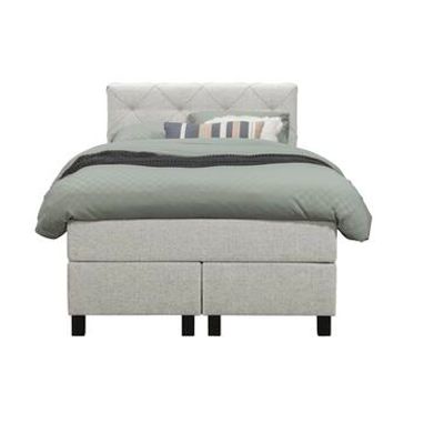 Boxspring Liv geruit - ecru - 120x200 cm - vierkante poot - Leen Bakker
