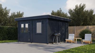 Lugarde Select Modern tuinhuis Rotterdam 388x388cm - Zwarte olie- Plat dak- - Lugarde Select