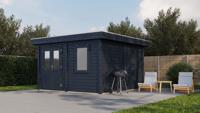 Lugarde Select Modern tuinhuis Rotterdam 388x388cm - Zwarte olie- Plat dak- - Lugarde Select