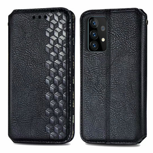 Samsung Galaxy A12 hoesje - Bookcase - Pasjeshouder - Portemonnee - Diamantpatroon - Kunstleer - Zwart